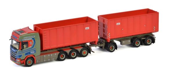 WSI01-3186 - SCANIA S Highline CR20H 8x4 rígido con portacontenedores de gancho y remolque de 1+1 ejes JAN HANSEN - 1