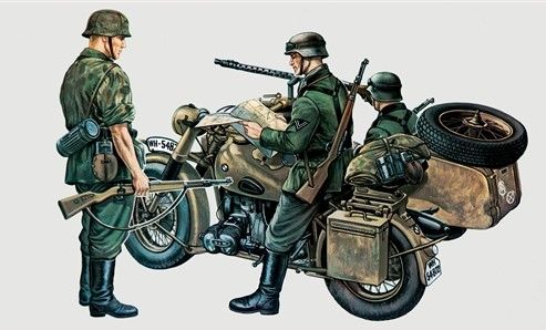 ITA0315 - Moto con sidecar BMW R75 para montar y pintar - 1