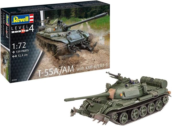 REV03328 - Tanque T-55A/AM CON KMT-6/EMT-5 para montar y pintar - 1