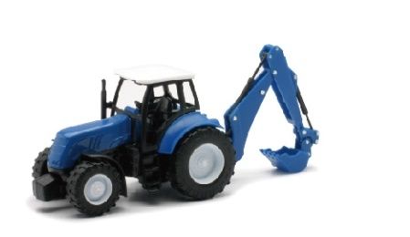 NEW05683C - Tractor con retroexcavadora azul - 1