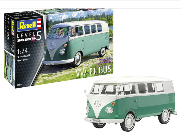 REV07675 - Autobús VOLKSWAGEN T1 verde y blanco para montar y pintar - 1
