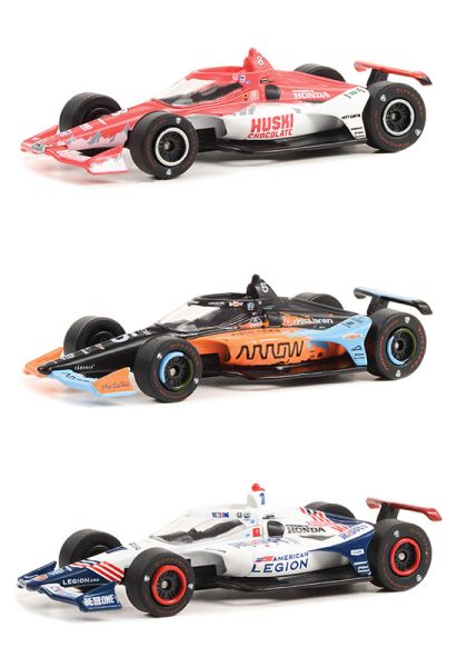 GREEN11545 - Lote de 3 coches : INDIANAPOLIS 500 #8 Marcus ERICSSON - #5 Pato O'WARD - #1 Tony KANAAN - 1