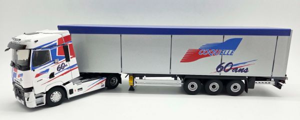 ELI118407 - RENAULT T High 4x2 2023 con remolque de piso móvil COQUELLE de 60 años y 3 ejes - 1