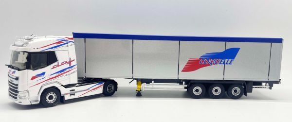 ELI118408 - DAF XG 4x2 con remolque de piso móvil de 3 ejes, COQUELLE - 1