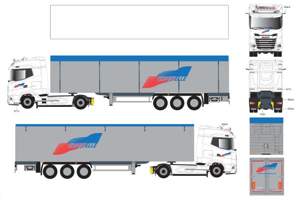 ELI118513 - DAF XG 4x2 con remolque de piso móvil de 3 ejes COQUELLE Transport - 1