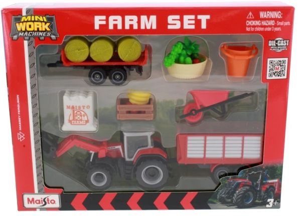 MST12564-A - Set MASSEY FERGUSON 8S.265 con caricatore, rimorchio, pianale per balle e accessori - 1