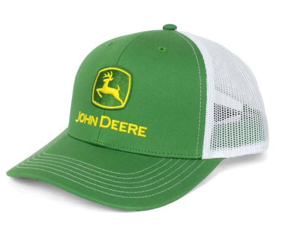 JA1308-3346-GRWH - Gorra verde JOHN DEERE con malla trasera blanca - 1