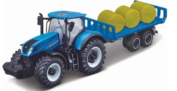 MST15590-A - NEW HOLLAND T7.185 HD con pianale e rotopressa, in blister - 1