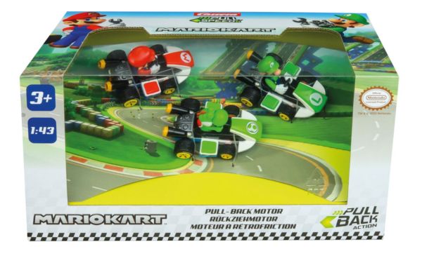 CARRERA15813010 - 3 karts de fricción con piloto MARIO KART - Mario, Luigi y Yoshi - 1