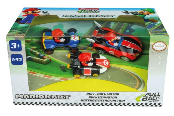 CARRERA15813016 - 3 vehículos de fricción con piloto MARIO KART - 1