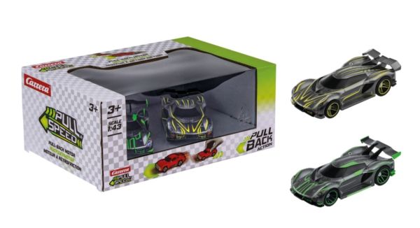 CARRERA15813028 - Pack de 2 coches Hypercar de fricción (gris con amarillo y verde) - 1