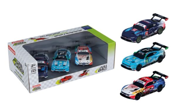 CARRERA15813033 - Pack de 3 FORD Mustang de fricción - Multimatic Motorsports n.º 64 - Proton Competition n.º 55 - Champion Spirit Livery n.º 64 - 1