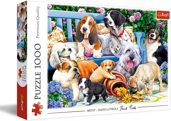 TRF10556 - Puzzle de 1000 piezas – Perros en el jardín - 1