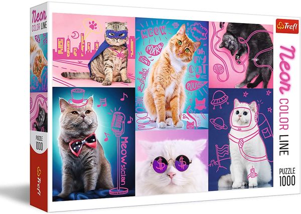 TRF10581 - Puzzle 1000 Piezas Gatos de color Rosa neón - 1