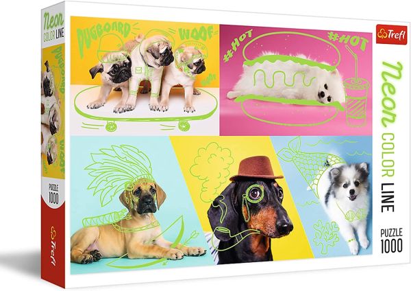 TRF10578 - Puzzle 1000 Piezas Perros con color verde neón - 1