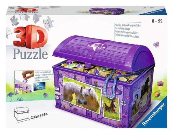 RAV111732 - Puzzle 3D de 216 Piezas Cofre del Tesoro con Caballos - 1