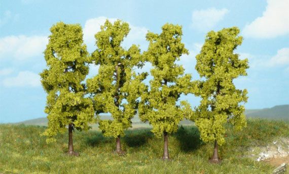 HEK1977 - Set de 4 árboles con hojas verde claro 11 cm - 1