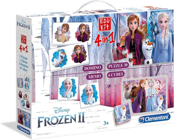 CLE18059 - EDUKIT - 4 en 1 rompecabezas de dominó 30 piezas y 6 cubos SNOW QUEEN 2 - 1