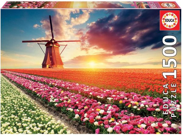 EDU18465 - Puzzle de 1500 piezas Campos de tulipanes - 1