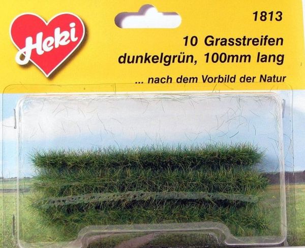 HEK1813 - Pack de 10 tiras de césped verde oscuro 10 cm - 1