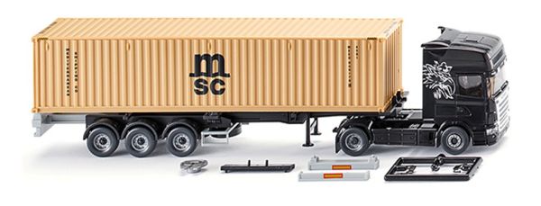 WIK052349 - SCANIA 4x2 con puerta de contenedor de 3 ejes y contenedor MSC de 40 pies - 1