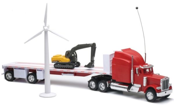 NEW88825 - PETERBILT 389 6x4 radiocontrol con remolque de 2 ejes; pala y aerogenerador Escala: 1/32 - 1