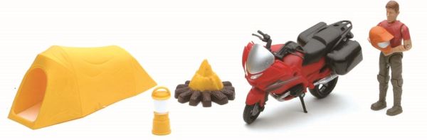 NEW37155B - Caja con personaje; moto y accesorios Escala: 1/18 - 1
