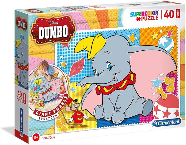 CLE25461 - Rompecabezas de 40 piezas para hacer en el suelo DUMBO - 100x70 cm - 1