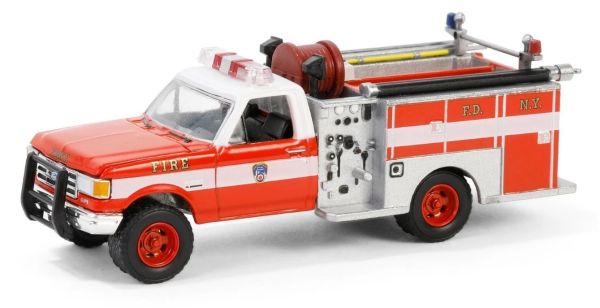 GREEN30550 - Camión de bomberos Ford F-350 Mini Pumper de 1987, Departamento de Bomberos de la Ciudad de Nueva York - 160.º aniversario, todavía en su blíster. - 1