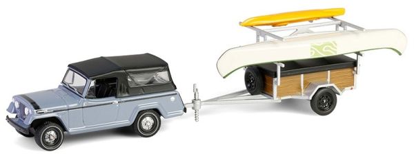 GREEN32320-B - JEEP Jeepster Commando SC-1 con remolque y accesorios 1968 gris de la serie HITCH & TOW en blíster - 1