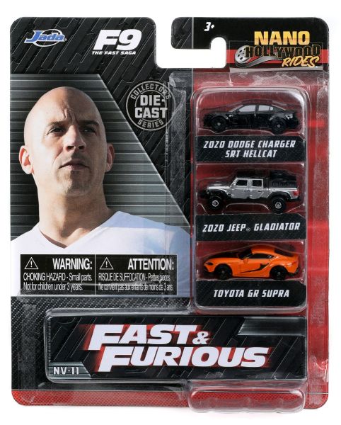 JAD32481 - 3 nanovehículos - DODGE Charger SRT Hellcat 2020 Negro - JEEP Gladiator Gris 2020 - TOYOTA GR Supra Naranja - RÁPIDOS Y FURIOSOS - 1