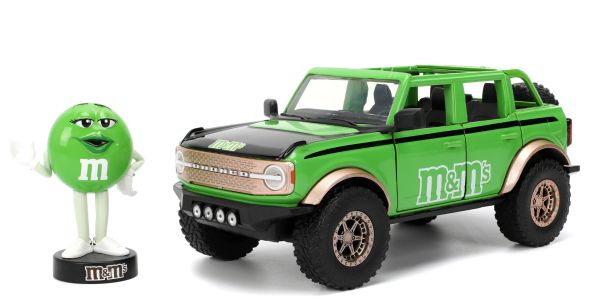 JAD35473 - FORD Bronco 2021 Verde con figurita M&M's - 1