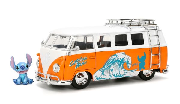 JAD36340 - VOLKSWAGEN bus 1961 naranja y blanco con figurita STICH - 1
