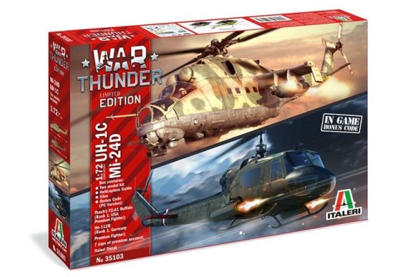 ITA35103 - Helicópteros MIL MI-24 D + UH 1C WAR THUNDER para montar y pintar - 1