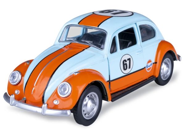 JAM402601 - VOLKSWAGEN Classic Beetle de 1967, azul y naranja, GULF Pull-Back - 1