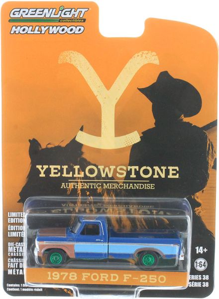 GREEN44980-E_VERT - FORD F-250 1978 Azul con llantas verdes de la serie de TV YELLOWSTONE en blister - 1