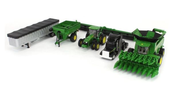 ERT45955 - Conjunto de cosecha JOHN DEERE - Tractor 8R 370 con remolque - cosechadora X9 1100 y camión remolque - 1