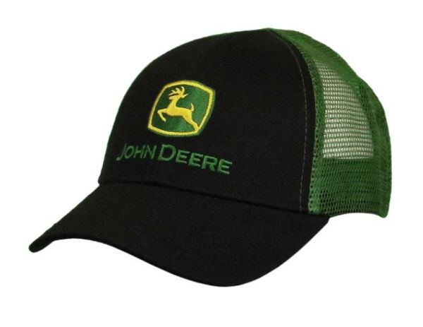 MC53080277BK - Gorra negra para niños JOHN DEERE con parte trasera de malla verde - 1