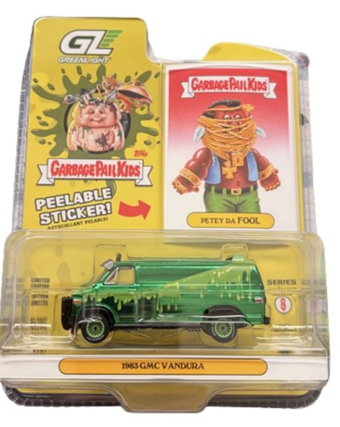 GREEN54120-A-VERT - GMC Vandura verde de 1983 - Petey Da Fool de la serie Garbage Pail Kids, todavía en su embalaje original. - 1