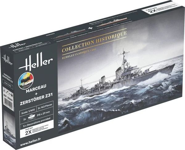 HEL55009 - Kit de iniciación con pintura y accesorios – Buques Marceau y Zerstörer Z31 (escala 1/400) - 1