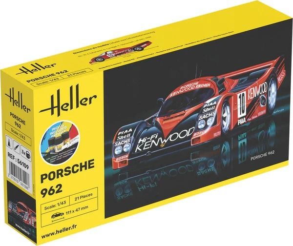 HEL56109 - Kit de inicio con pintura y accesorios - PORSCHE 962 #10 para montar - 1