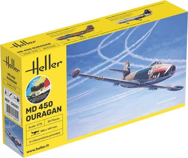 HEL56201 - Kit de inicio con pintura y accesorios - DASSAULT MD 450 Ouragan para montar - 1
