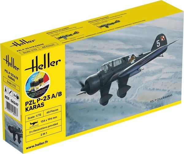 HEL56247 - Kit de inicio con pintura y accesorios - PZL 23 Karas para montar - 1