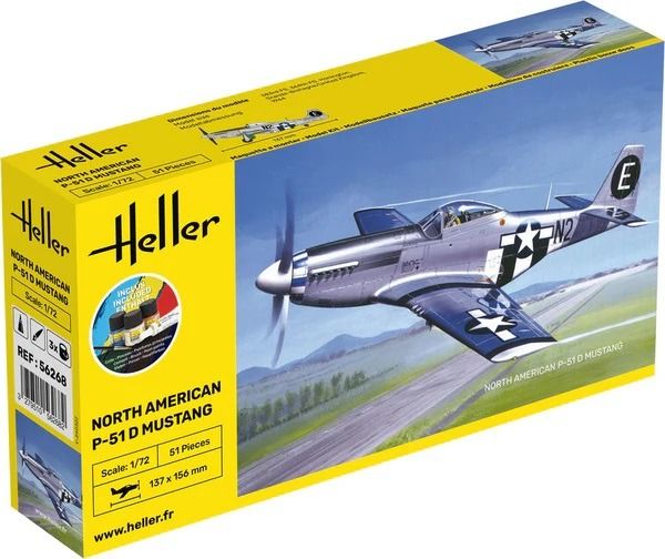 HEL56268 - Kit de inicio con pintura y accesorios - Mustang P-51 NORTEAMERICANO para montar - 1