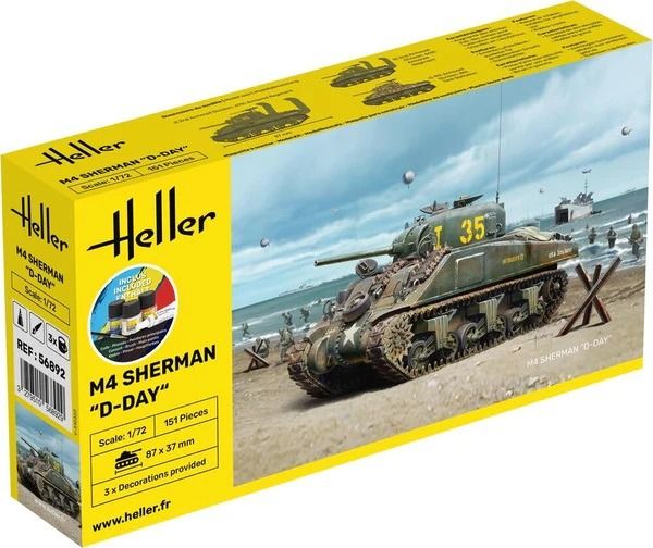 HEL56892 - Kit de inicio con pintura y accesorios - Tanque M4 Sherman - Día D - 1