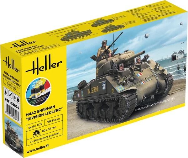HEL56894 - Kit de inicio con pintura y accesorios - Tanque M4A2 SHERMAN - División Leclerc - 1