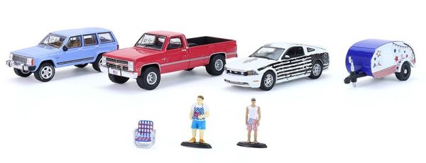GREEN58058 - Diorama de barbacoa con 3 coches, remolque y accesorios - 1