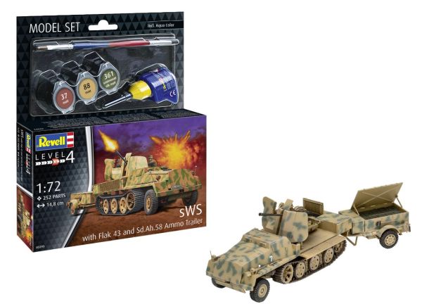 REV63293 - CONJUNTO DE MODELISMO - SWS flak43 y Sd.Ah58 y remolque con pintura para ensamblar - 1