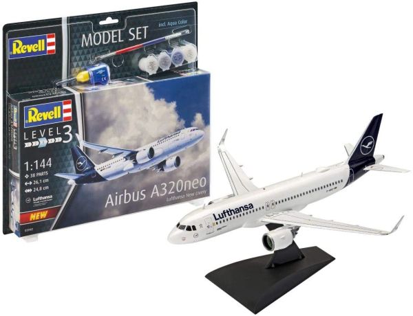 REV63942 - Maqueta set Airbus A320 neo Lufthansa con pintura para montar - 1