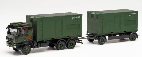 HER746847 - Camión recto IVECO 6x4 con contenedor y remolque contenedor de 2 ejes BUNDESWEHR - 1